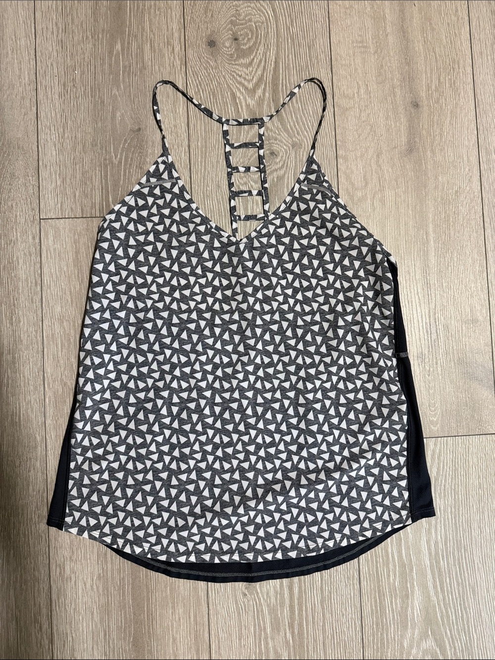 lululemon athletica gray & White Geometric Ladder-Back Camisole